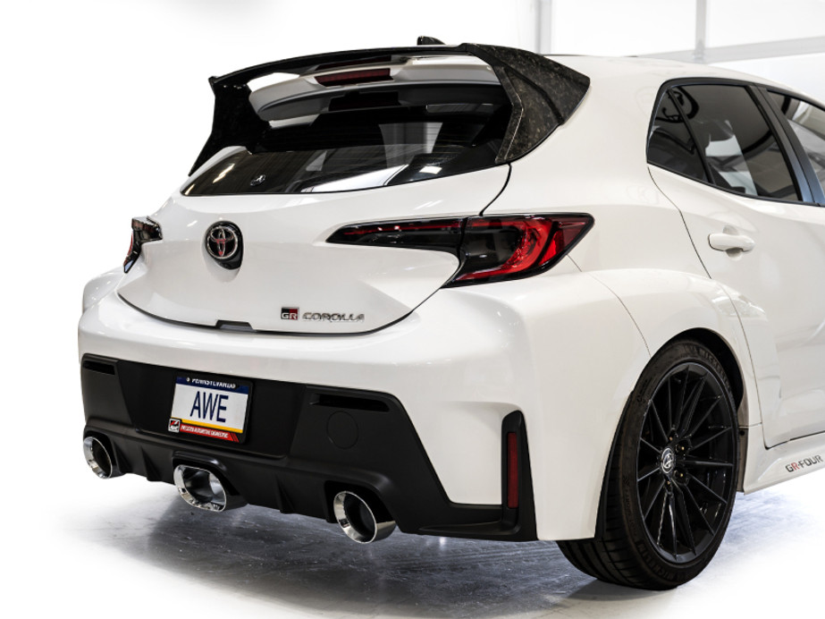 AWE 23-24 Toyota GR Corolla Touring Edition Catback Exhaust - Chrome Silver Tips - 3015-52472 Photo - Mounted