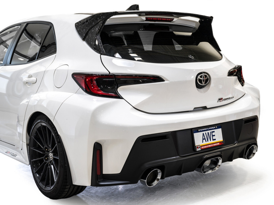 AWE 23-24 Toyota GR Corolla Touring Edition Catback Exhaust - Chrome Silver Tips - 3015-52472 Photo - Mounted