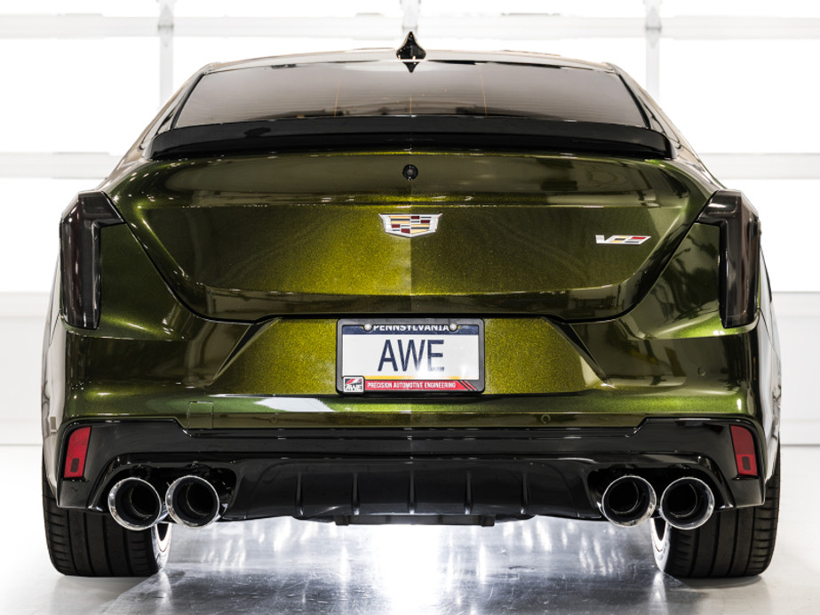 AWE Tuning 2021+ Cadillac CT4-V Blackwing SwitchPath Exhaust - Chrome Silver Tips - 3025-42436 Photo - Mounted