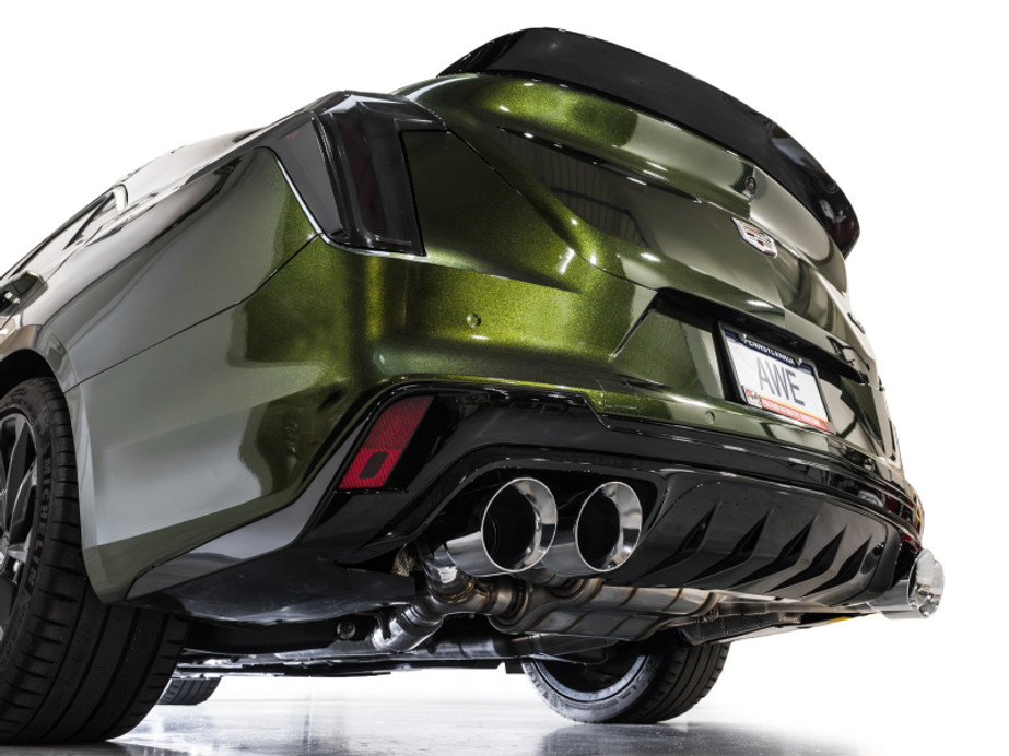 AWE Tuning 2021+ Cadillac CT4-V Blackwing SwitchPath Exhaust - Chrome Silver Tips - 3025-42436 Photo - Mounted
