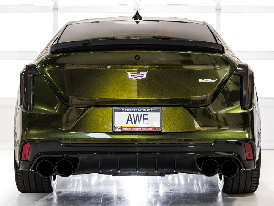 AWE Tuning 2021+ Cadillac CT4-V Blackwing SwitchPath Exhaust - Diamond Black Tips - 3025-43436 Photo - Mounted