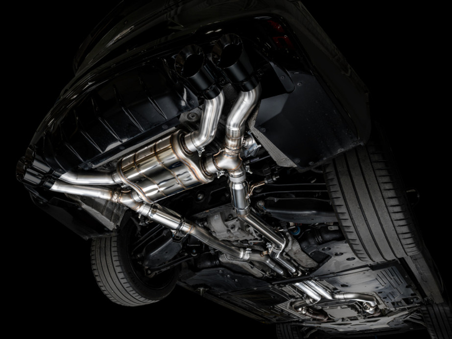 AWE Tuning 2021+ Cadillac CT4-V Blackwing SwitchPath Exhaust - Diamond Black Tips - 3025-43436 Photo - Mounted
