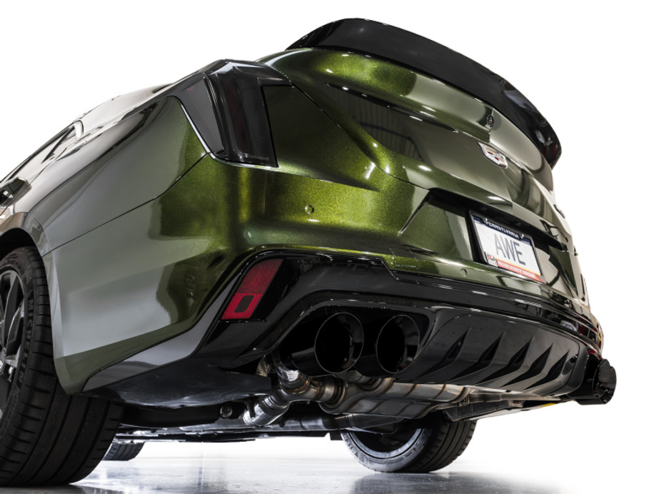 AWE Tuning 2021+ Cadillac CT4-V Blackwing SwitchPath Exhaust - Diamond Black Tips - 3025-43436 Photo - Mounted