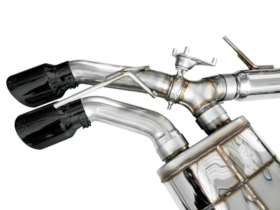 AWE Tuning 2021+ Cadillac CT4-V Blackwing SwitchPath Exhaust - Diamond Black Tips - 3025-43436 Photo - out of package