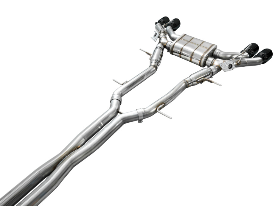 AWE Tuning 2021+ Cadillac CT4-V Blackwing SwitchPath Exhaust - Diamond Black Tips - 3025-43436 Photo - out of package