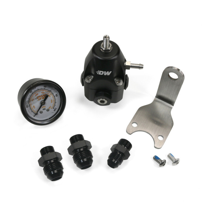 DeatschWerks DWR1000C AFPR + Pressure Gauge + 6AN & 8AN fittings - Anodized Black - 6-1002-FRB-86