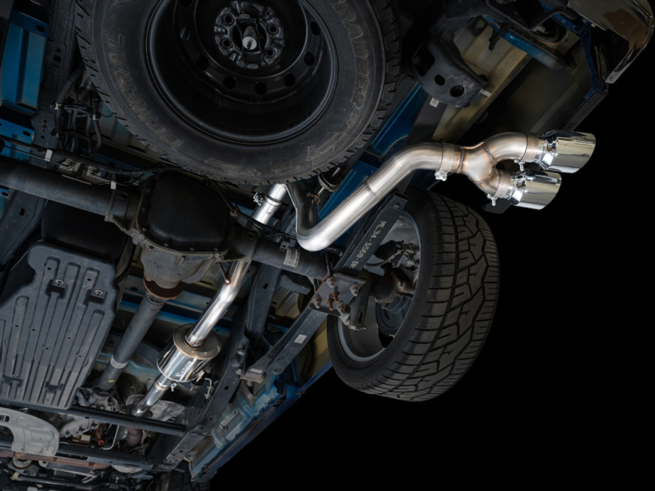 AWE 21-25 Ford F150 (14th Gen Reg Cab) Cat-Back Exhaust - 4.5in Dual Side Exit Chrome Tips - 3015-32145 Photo - Mounted