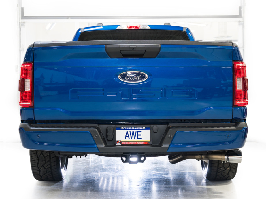 AWE 21-25 Ford F150 (14th Gen Reg Cab) Cat-Back Exhaust - 4.5in Dual Side Exit Chrome Tips - 3015-32145 Photo - Mounted