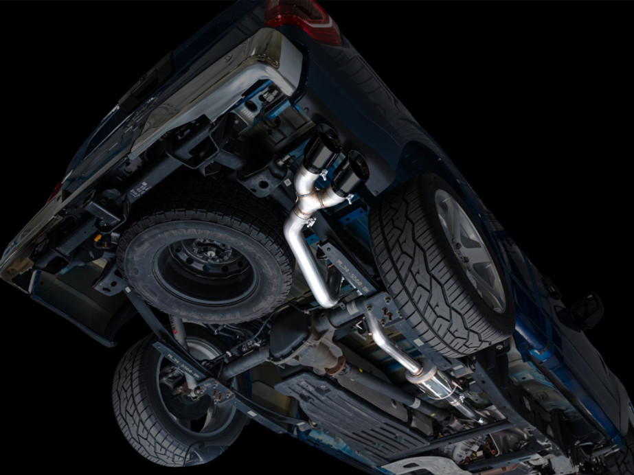 AWE 21-25 Ford F150 (14th Gen Reg Cab) Cat-Back Exhaust - 4.5in Dual Side Exit Diamond Black Tips - 3015-33145 Photo - Mounted