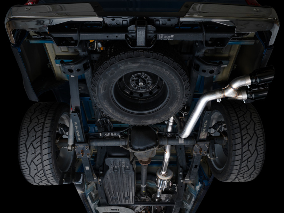 AWE 21-25 Ford F150 (14th Gen Reg Cab) Cat-Back Exhaust - 4.5in Dual Side Exit Diamond Black Tips - 3015-33145 Photo - Mounted