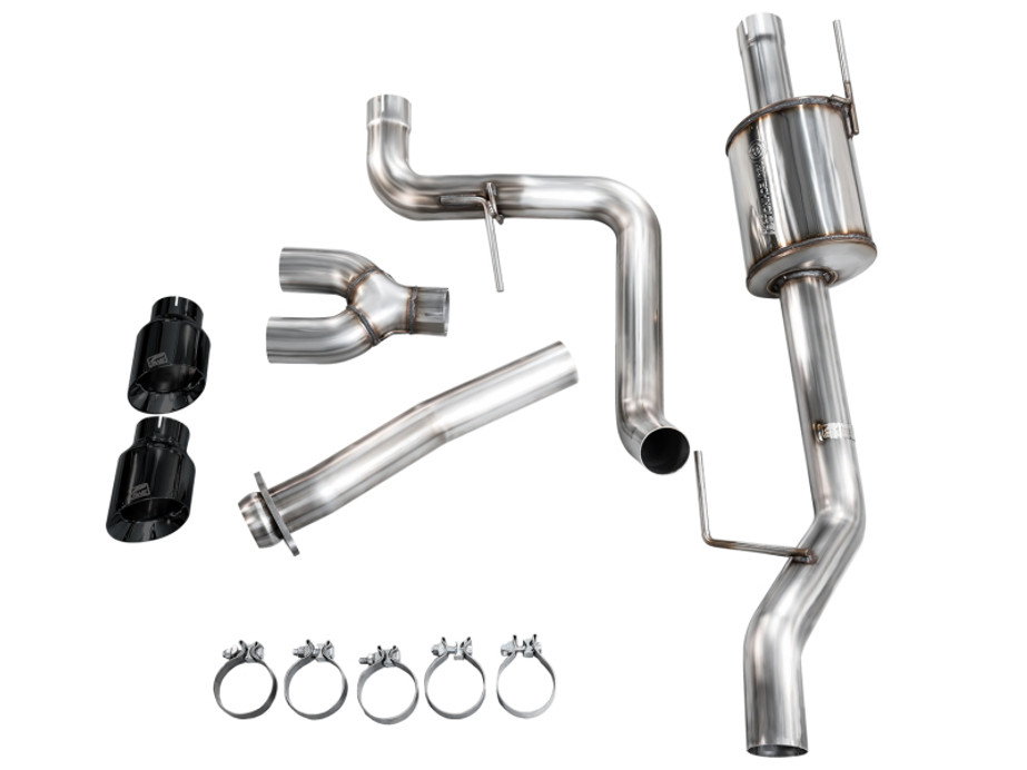 AWE 21-25 Ford F150 (14th Gen Reg Cab) Cat-Back Exhaust - 4.5in Dual Side Exit Diamond Black Tips - 3015-33145 Photo - out of package