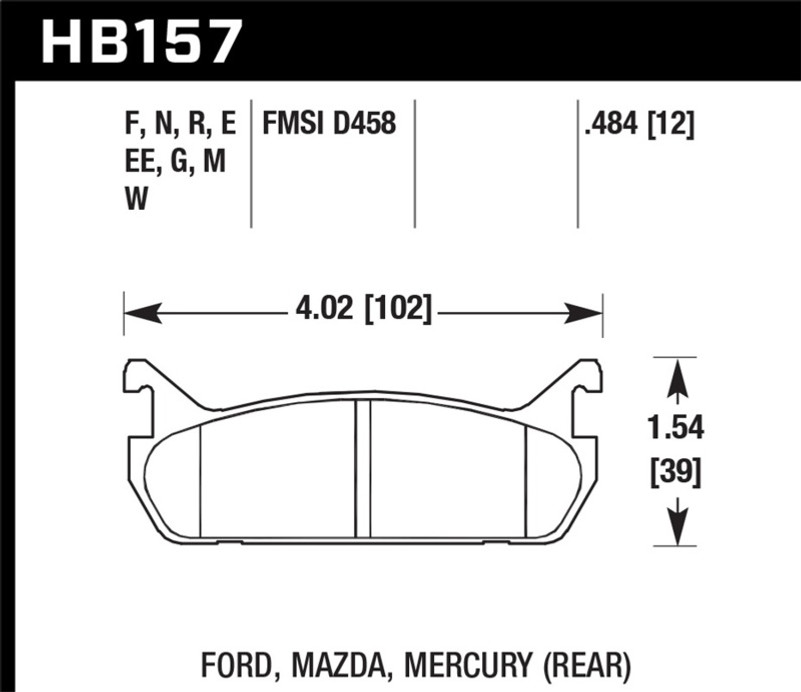 Hawk 89-93 Miata Blue 9012 Race Rear Brake Pads D458 - HB157E.484