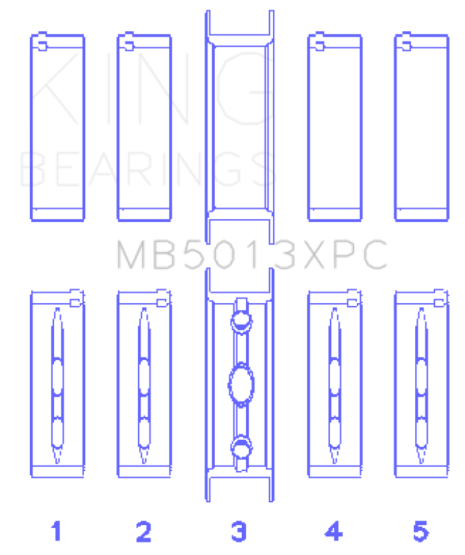 King GM Vortec / LS-Series Gen III / IV (Size .020) Crankshaft Main Bearing Set (Set of 10) - MB5013XPC020 Photo - Primary