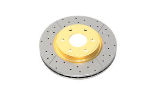 DBA 02-09 Subaru WRX STi/2017 BRZ w/Perf Pkg. 10 Hole Front Drilled & Slotted Street Series Rotor - DBA654X-10 Technical Drawing