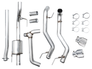 AWE Tuning 2021+ Ford F150 Tremor w/ Bumper Cutouts 0FG Non-Resonated Catback w/ Chrome Silver Tips - 3020-32402 Photo - out of package