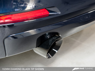 AWE Tuning 13-18 BMW 320i (F30) Touring Edition Exhaust w/ Perfomance Mid Pipe - Diamond Black Tips - 3015-23038 Photo - out of package
