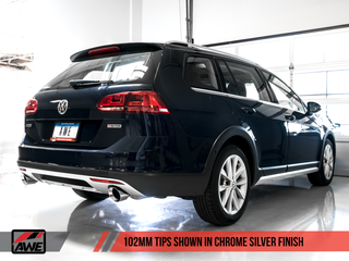 AWE Tuning VW MK7 Golf Alltrack/Sportwagen 4Motion Touring Edition Exhaust - Polished Silver Tips - 3015-32098 Photo - out of package