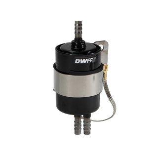 DeatschWerks 10 Micron 3/8in Barb Fuel Filter Regulator w/ Stainless Steel Body - Black - 8-FFR-38 Photo - Primary