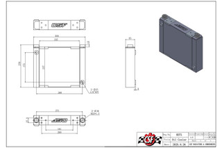 CSF Universal Large Single-Pass Oil Cooler - M22 x 1.5 - 12in L x 9.33in H x 2.16in W - 8371 Technical Drawing