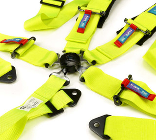 NRG SFI 16.1 5Pt 3 Inch Seat Belt Harness with Pads / Cam Lock - Neon Green - SBH-B6PCNG Photo - Close Up
