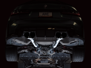 AWE Track Edition Catback Exhaust for BMW G8X M3/M4 - Diamond Black Tips - 3020-42482 Photo - Mounted