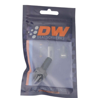 DeatschWerks 6AN ORB Male to 3/8in Male Triple Barb Fitting (Incl O-Ring) - Anodized Matte Black - 6-02-0501-B Photo - lifestyle view