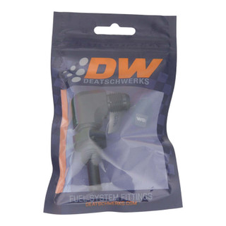 DeatschWerks 6AN Male Flare to 5/16in Male Barb Bulkhead Adapter 90-Degree - Anodized Matte Black - 6-02-0712-B Photo - lifestyle view