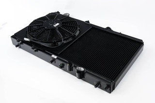 CSF 92-00 Honda Civic All-Aluminum Fan Shroud w/12in SPAL Fan - Black Finish - 2858FB