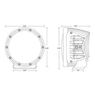 Rigid Industries 360-Series 6in SAE Fog w/ Amber PRO Lens - White (Pair) - 36210 Technical Drawing