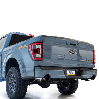 AWE Tuning 2021+ Ford F-150 Tremor (w/ Bumper Cutouts) 0FG Non-Resonated Catback -Diamond Black Tips - 3020-33402 Photo - Mounted