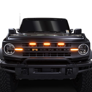 IAG I-Line 3pc Amber Grill Light Kit for 2021+ Ford Base/Black Diamond - IAG-BDY-F3035 Installed