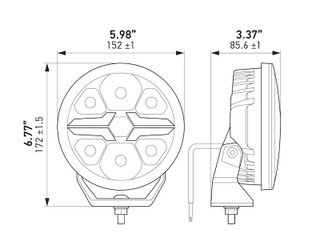 Hella Blade 6in LED Driving Lamp - (Set of 2) - 358228801 Technical Drawing