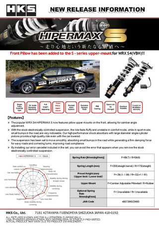 HKS HIPERMAX S VBH FULL CANCELLERKIT F PILLOW - 80300-AF010CP Photo - Close Up