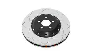 DBA 03-05 Evo 8/9 Front Slotted 5000 Series 2 Piece Rotor Assembled w/ Black Hat - DBA52218BLKS Technical Drawing