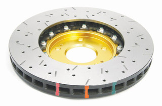 DBA 03-05 Evo 8/9 Front Drilled & Slotted 5000 Series 2 Piece Rotor Assembled w/ Gold Hat - DBA52218GLDXS Photo - Close Up