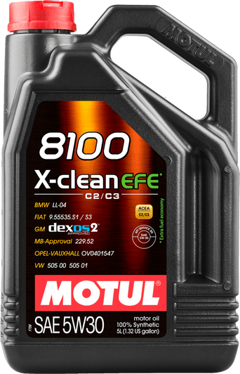Motul 5L 8100 X-Clean 5W30 Synthetic Engine Oil - 111378