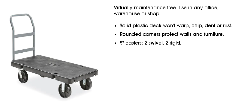 PLASTIC PLATFORM TRUCK W/ | ULINE | Item H-1826BL | Supreme Safety