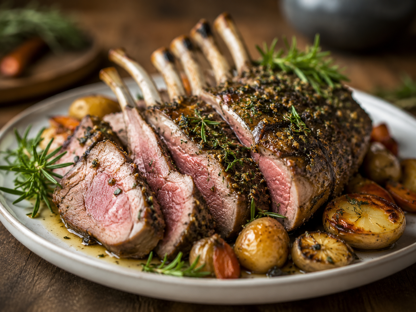 Rosemary rack of lamb pairing for Heitz Trailside Cabernet