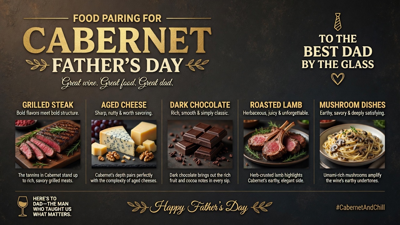 Father's Day Cabernet pairing plate with grilled beef