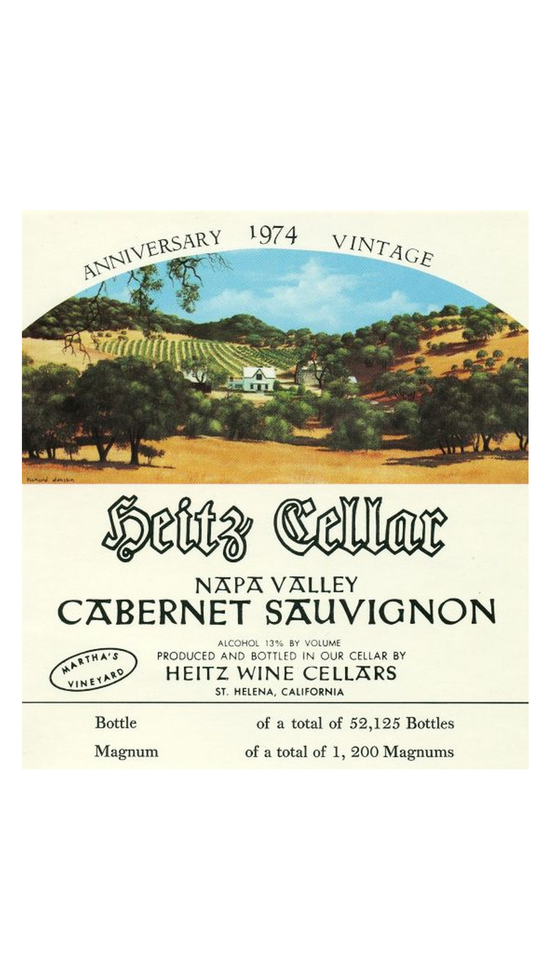 Historic Martha's Vineyard label from Heitz Cellar