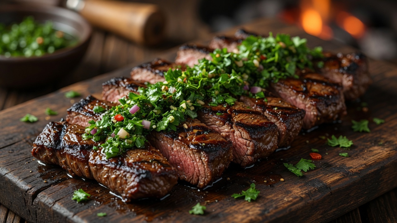 Argentine grilled skirt steak with chimichurri