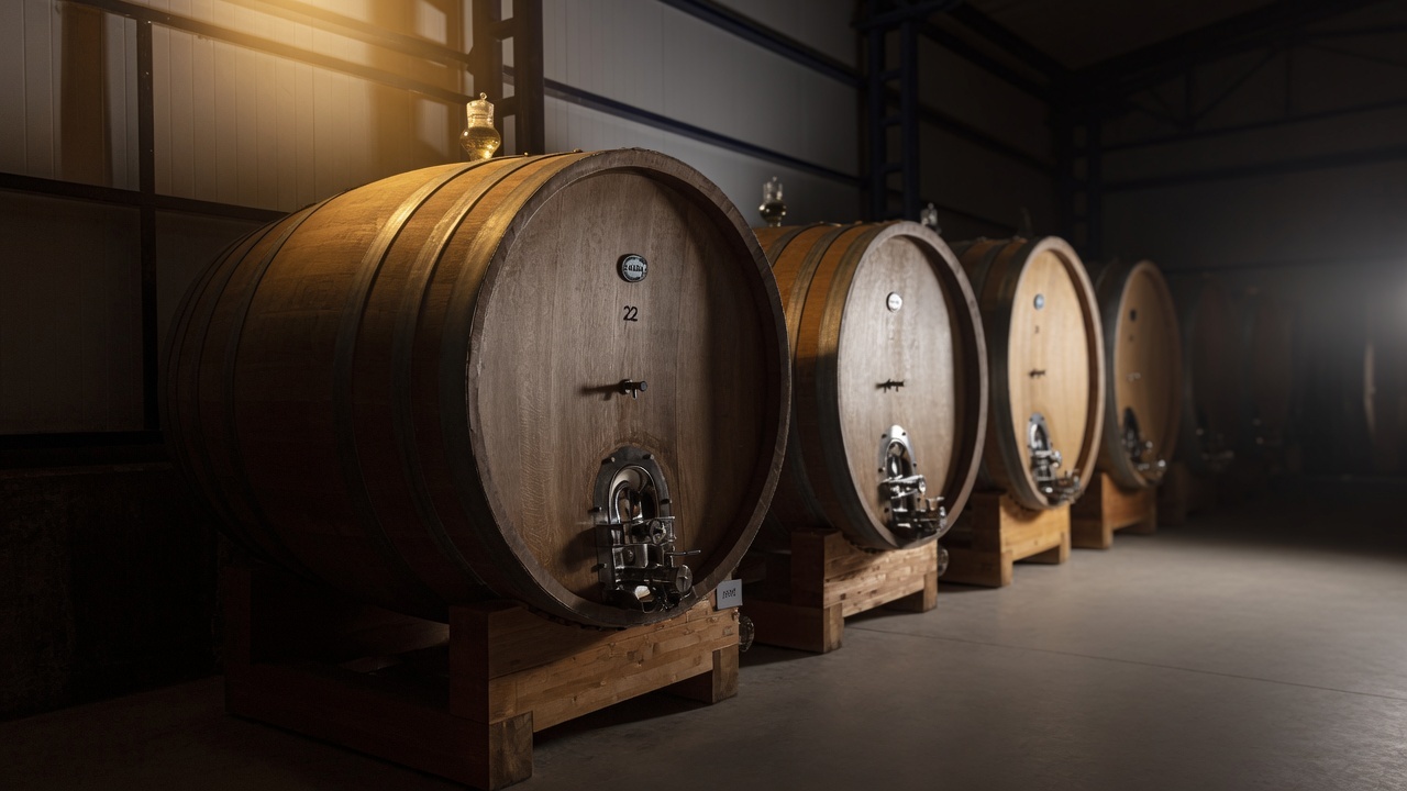 Large-format French oak vessels in the Otronia cellar