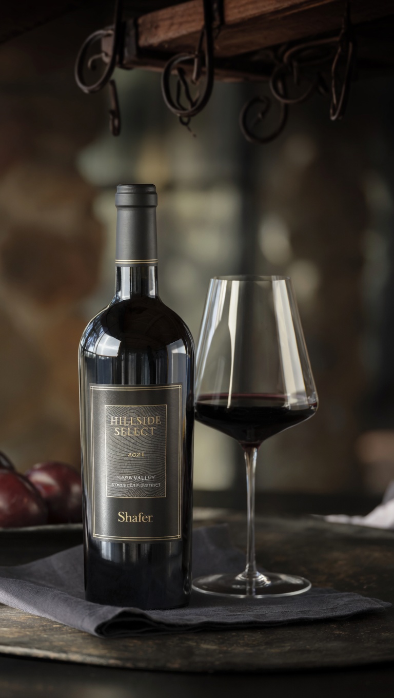 Bottle of Shafer Hillside Select opened for service