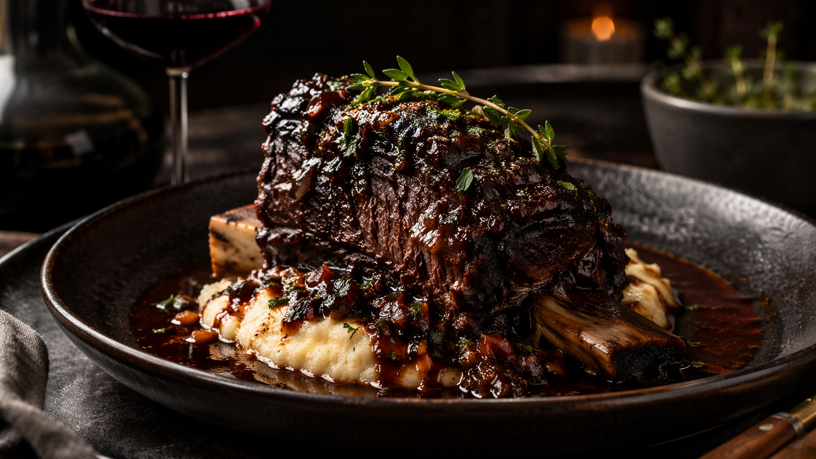 Red wine braised beef short ribs
