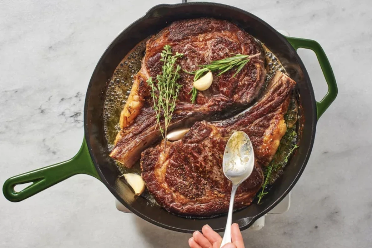 Butter-Basted Rib Eye Steaks