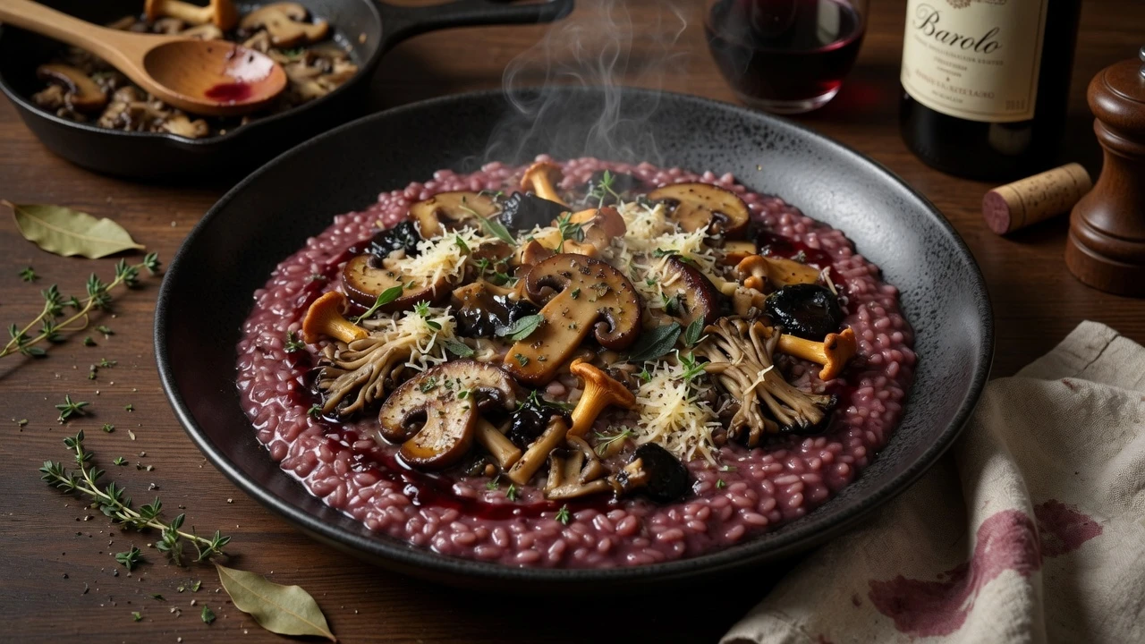 Wild mushroom and red wine risotto