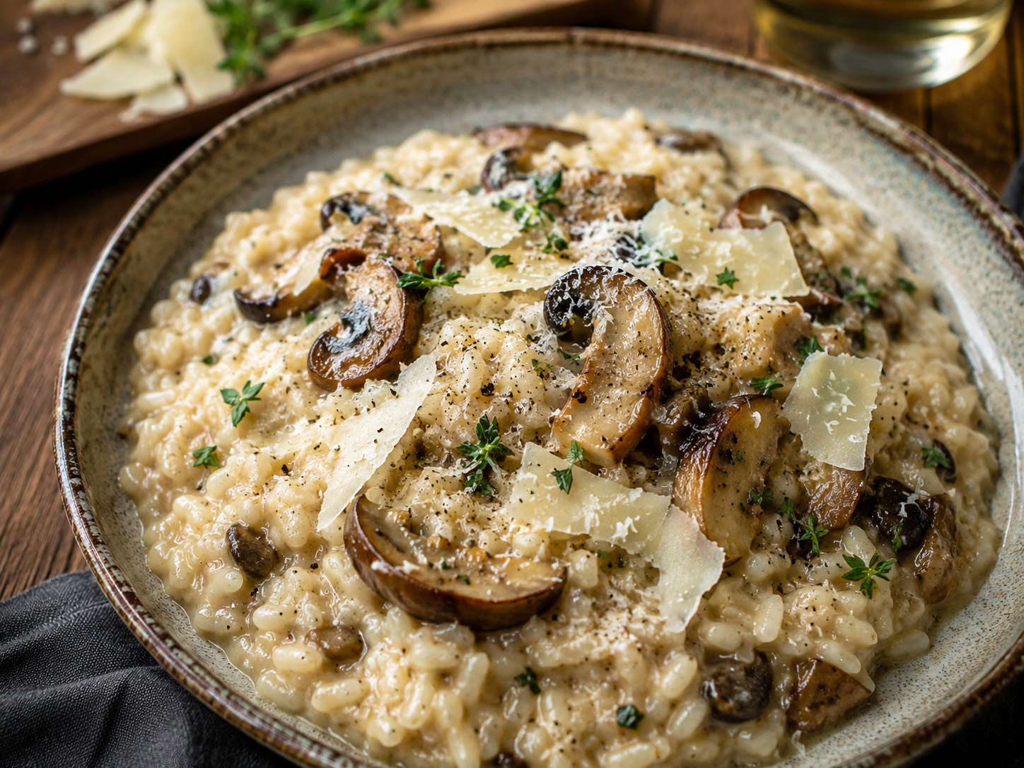 Creamy porcini mushroom risotto with Parmigiano