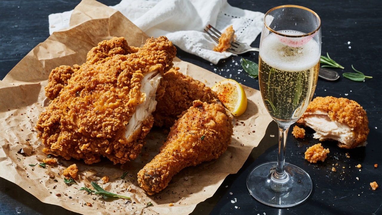 Crispy buttermilk fried chicken pairing for Artesa La Jefa Brut Late Disgorged