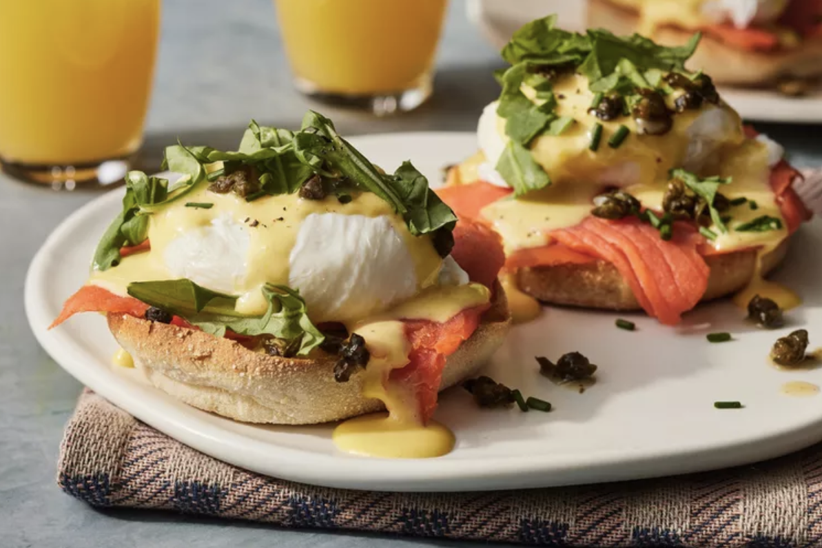 Smoked Salmon Eggs Benedict with Caper Butter Hollandaise