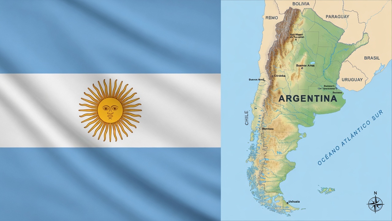 Flag and map of Argentina